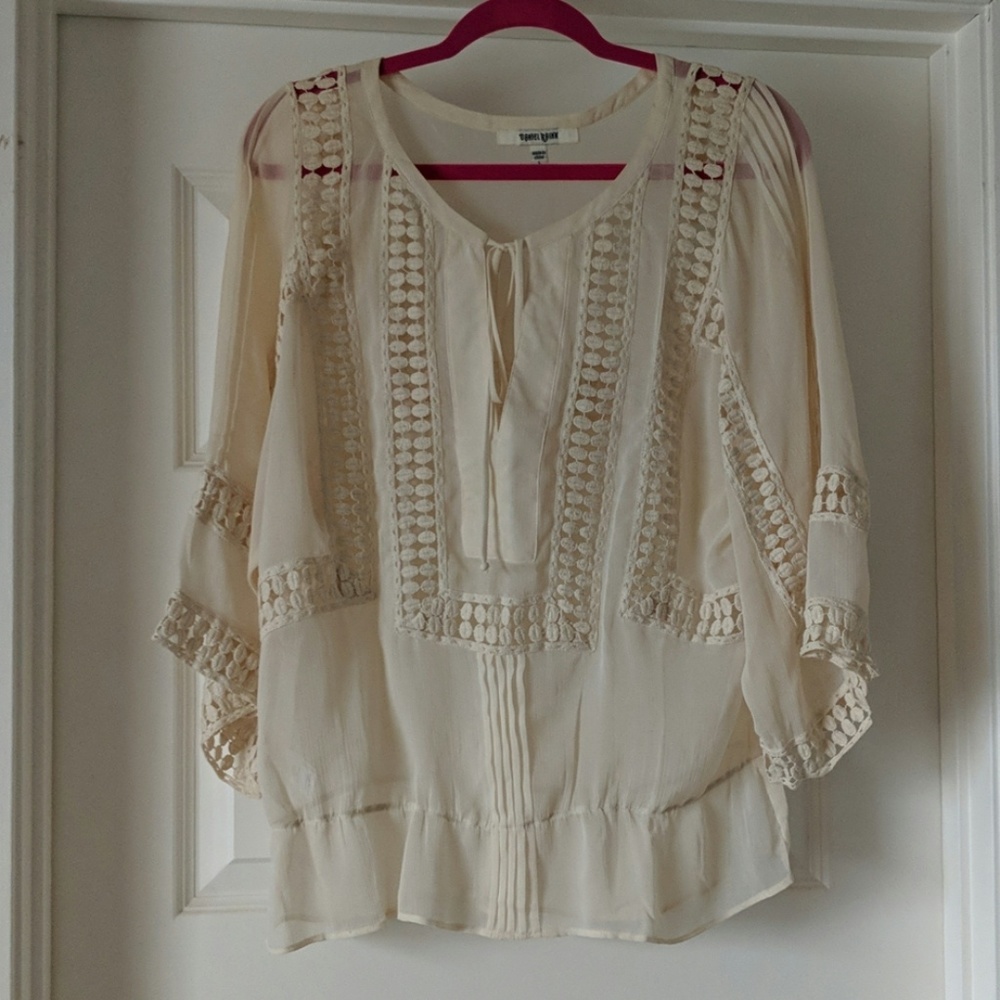 Sheer lace cream blouse